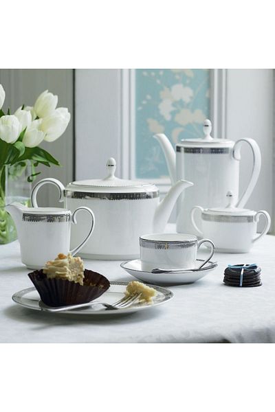 Wedgwood Tea Cup and Saucer VeraWang Lace Platinum