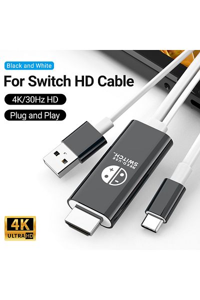 Choice black 4K30Hz Type C to HDMI Cable USB to HDTV Adapter with USB 5V Power Supply With For Nintendo Swi