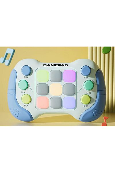 Flippy Interactive Toy, Pop It Console, 6 Buttons, 5 Modes, 600 Levels, 3 Years, Blue/gray