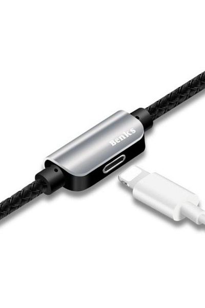 Benks Cablu adaptor Benks D20 6948005943882, Lightning audio, 1.2 m (Gri)