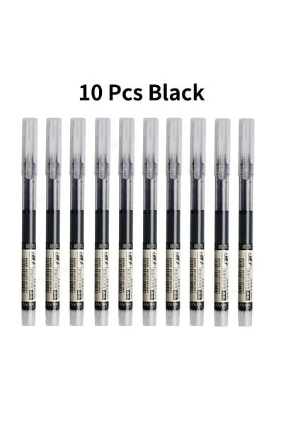 Choice 10pcs black 10Pcs High Quality Needle Type Gel Pen Straight Liquid Ballpoint Pens Perfect Kawaii Sta