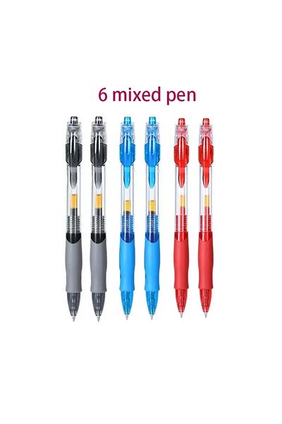 Choice 6 Mixed 13/30pcs Retractable Gel Pens Set Black/Red/Blue Ink Ballpoint for Writing Refills Office Ac