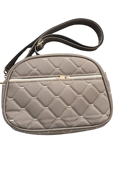 Veldena Women's Gray Faux Leather 3-Compartment Zippered Adjustable Strap Arm...