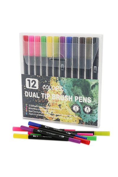 Choice B-12 12/24/36/48 Colors Art Marker Dual Brush Pens Brush and Fine Tip Watercolor Drawing Painting St