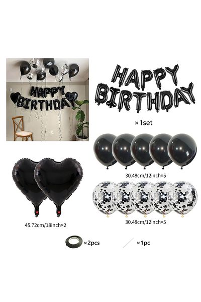 Choice Other Black Birthday Set Black Happy Birthday Party Balloon Set Black Latex Balloon Aluminum Foil Le