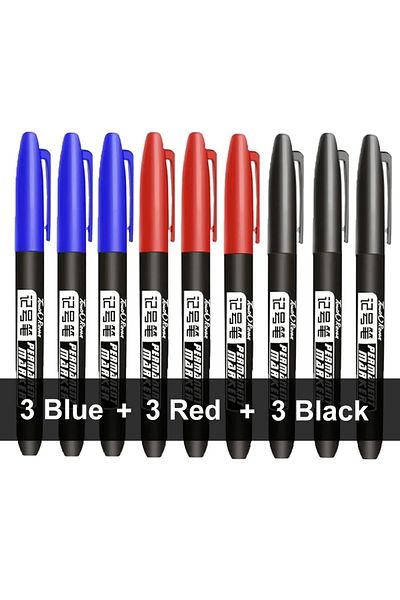 Choice Mixed Color 1/6/9/20PCS Permanent Marker Pen Manga Drawing Markers Black Blue Red Waterproof Ink Ske