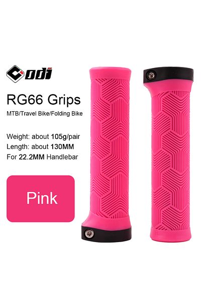 Choice RG66-Pink ODI MTB Bicycle Grips Lock-on 22.2MM Rubber Handlebar Cover Comfortable Wing Shape Anti-sl