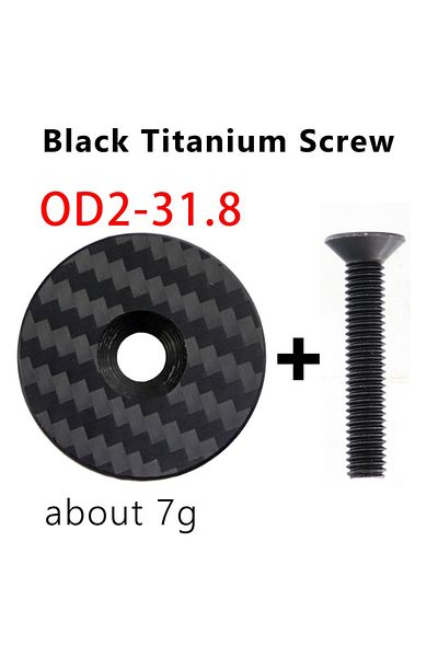 Choice 31.8 Black Ti Bicycle Headset Top Carbon Fiber Cap W/ M6*30mm Titanium Screw for 1-1/8" 1-1/4" Front