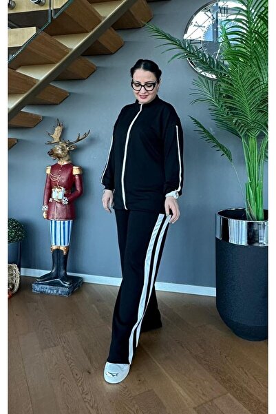 Vio Moda Büyük Beden Büyük Beden Modal Şeritli Takım