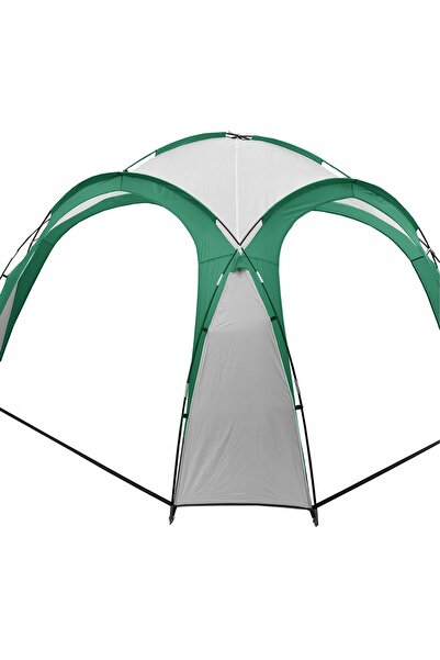 SERSIMO Pavilion gradina 350x350x230 cm, structura fibra sticla, acoperis poliester impermeabil, verde alb