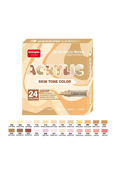 Choice 24 Skin Tone Colors 12/24/36/48/72/120 PCS GuangNa Acrylic Color Soft Head Markers Painted Graffiti