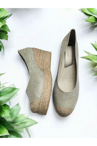 GokceKundura06 Straw&Linen Wedge Heel Shoes