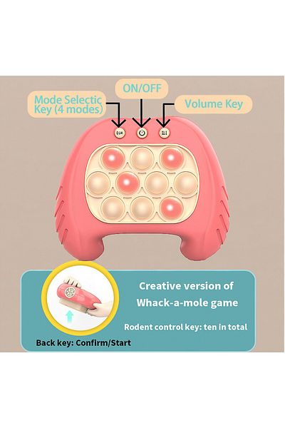 Flippy Pop It Flippy Game, interactive, antistress, with batteries, ABS/silicone, pink, 12x10x5.8 cm