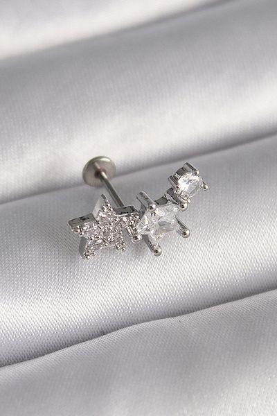 Clariss 316L Steel Silver Color Zircon Stone Star Model Tragus Piercing