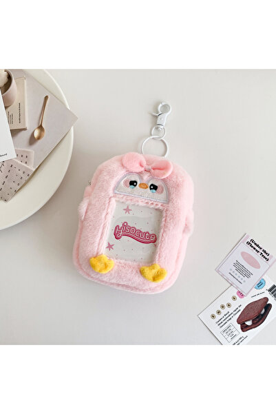 Choice حقيبة حامل بطاقات على شكل حيوان كاواي وردية اللون، سلسلة مفاتيح، حقيبة...