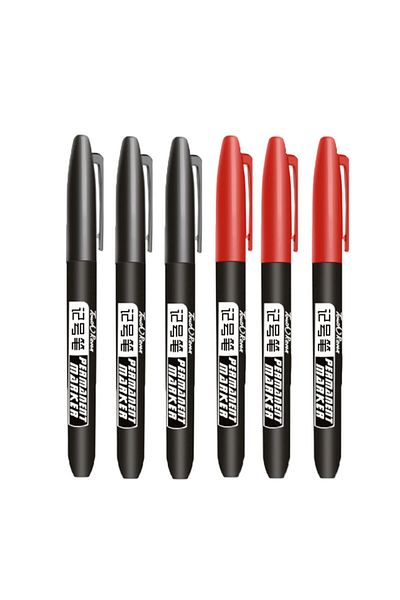 Choice 3 Black 3 Red 6 PCS Permanent Marker Pen Manga Drawing Markers Black Blue Red Waterproof Ink Sketch