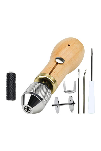 Choice1 مجموعة أدوات خياطة جلد (ب) - خيط ومخرز - ماكينة خياطة يدوية سريعة - خ...