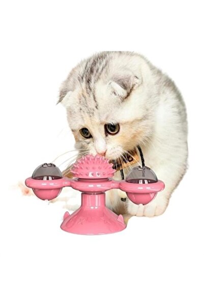 CT STONES Pet Supplies Windmill with Suction Cup Bulk Rotating Transparent Warehouse Design Interactive Cat Toy
