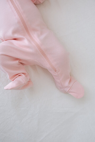 Tuğba Kuğu Zippered Booties Baby Jumpsuit - Pureline Series - Pink