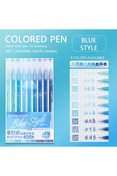 Choice Blue Style 9 Pcs/Set Morandi Colored Pens Multi Color Drawing Ink Gel Pen Art Marker Liner Students