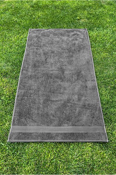 Ellaline Anthracite Beach Towel 100% Cotton Certified Sea & Pool Towel 70X130Cm Diamond Pattern Border
