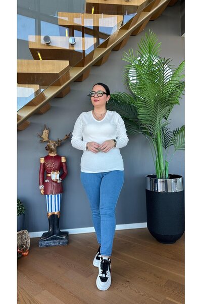 Vio Moda Büyük Beden Plus Size Corset Effect Jeans