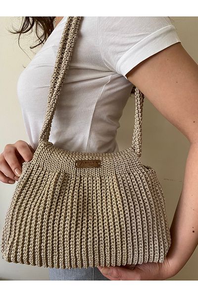 Nillys Women's Polyester Macrame Knitted Shoulder Bag (30X22)