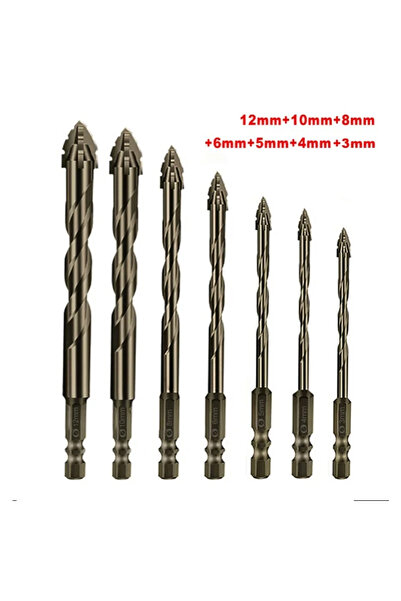 choice2 7 PCS And Box High-Four-edged serrated eccentric drill for dry drilli...