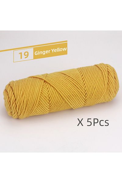 Choice 19 Ginger Yellow 5 Pcs Cotton Select Yarn 17.63oz/500g, Light Worsted Thick Yarn For Knitting Baby W