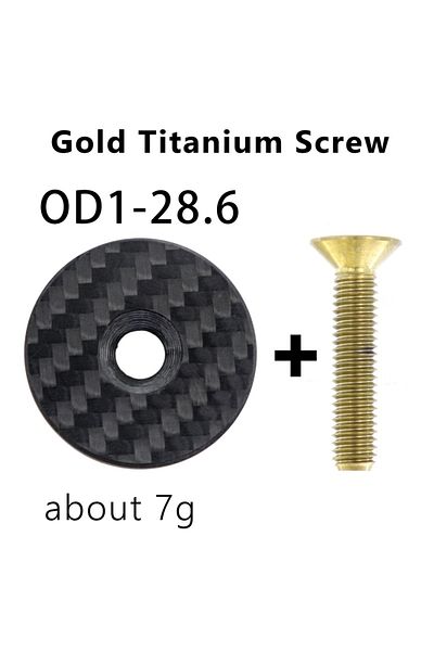 Choice 28.6 Gold Ti Bicycle Headset Top Carbon Fiber Cap W/ M6*30mm Titanium Screw for 1-1/8" 1-1/4" Front