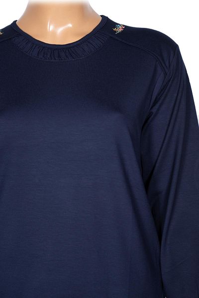 Pıtırcık Cimariva Women's Meyra Plus Size O Neck Embroidered Navy Blue Blouse