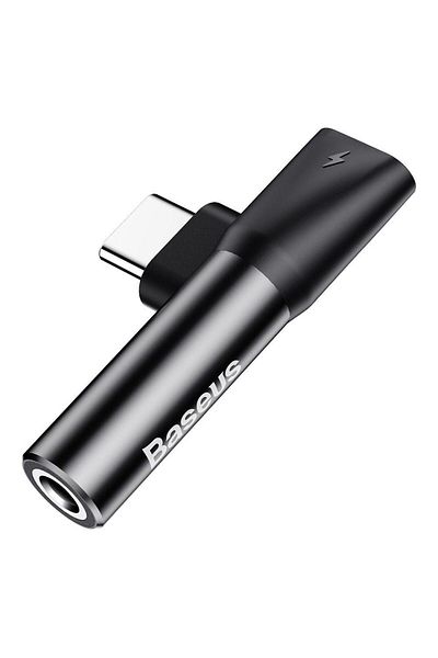 Baseus Adaptor Baseus L41, USB Type-C - USB Type-C / Jack 3.5mm Black (Negru)