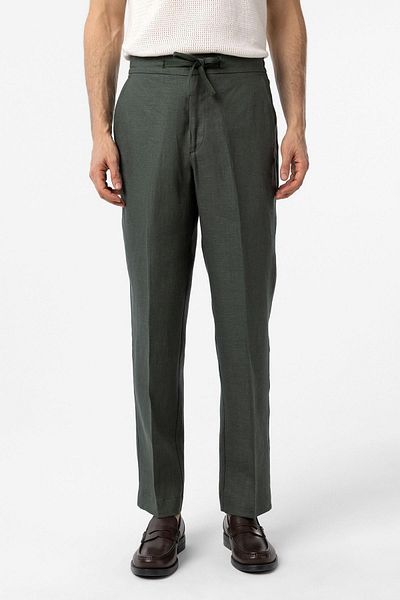 Antioch Khaki 100% Linen High Waist Men's Trousers