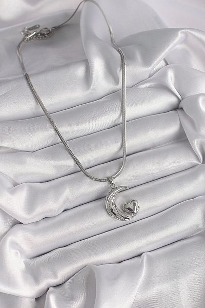 Store 316L Steel Silver Color Italian Chain with Zircon Stone Halil Figure Heart Detail Women's Necklace