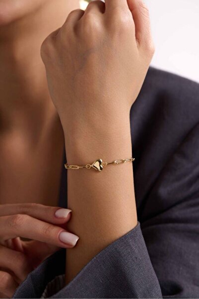 Sembol Gold Altın Kalpli Bileklik 19 cm