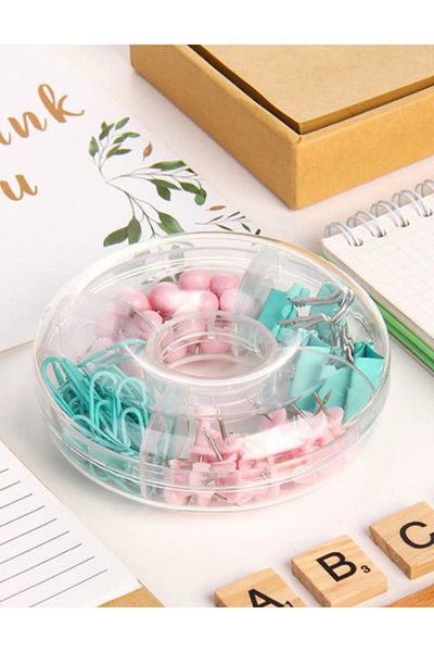 Limmy Donut Shaped Desktop Paper Clip Fastener Pegs Set Gift - 1 Piece