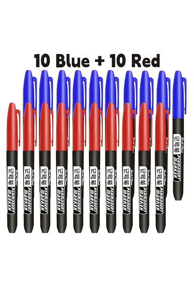 Choice 10 Blue 10 Red 6 PCS Permanent Marker Pen Manga Drawing Markers Black Blue Red Waterproof Ink Sketch
