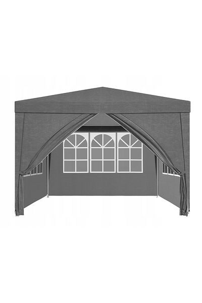 SERSIMO Garden Pavilion Tent, 300x300 Cm, With 4 Side Walls With Windows, With Uv Resistance, Grey