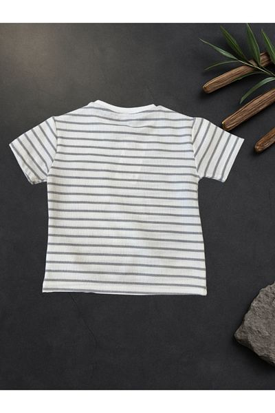 Rhythm Clothing Alg Kids Wear Stripe Pattern, Waffle Woven, Boy's Casual Bottom-Top Set with Shorts