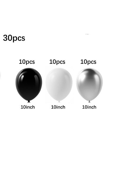 Choice Other black 30pcs 10 inch silver black and white balloon set for birthday, wedding, graduation cerem