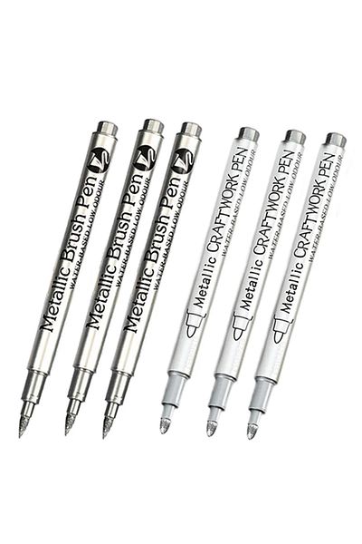 Choice brush-hard 6pcs A 4/6pcs Waterproof Permanent Metallic Brush Paint Marker Pens DIY Resin Mold Gold S