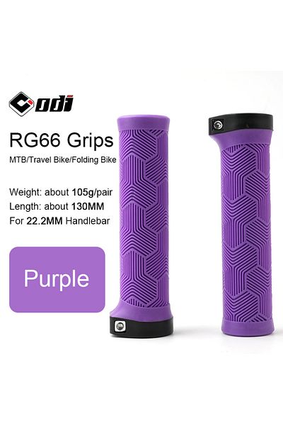 Choice RG66-Purple ODI MTB Bicycle Grips Lock-on 22.2MM Rubber Handlebar Cover Comfortable Wing Shape Anti-
