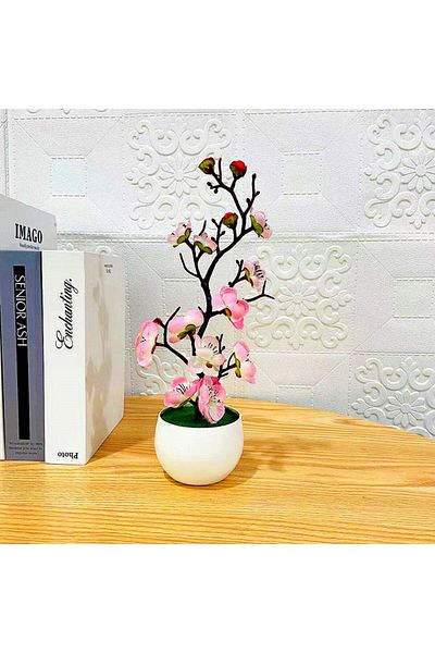 Choice 30X11CM Light pink Artificial Plants Bonsai Small Tree Simulation Pot Plants Fake Flowers Table Pott