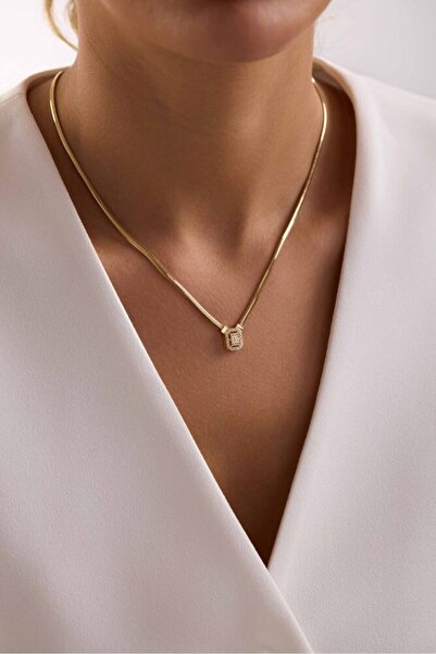 Sembol Gold Balık Sırtı Parçalı Baget Kolye 8 Ayar Altın 50 cm