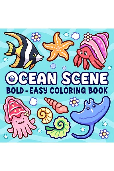 Choice OCEAN SCENE Bold-easy Patterns Coloring Book for Adults Cute Drawing Book Perfect Gift for Party ...