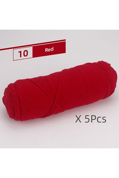 Choice 10 Red 5 Pcs Cotton Select Yarn 17.63oz/500g, Light Worsted Thick Yarn For Knitting Baby Wool Croche