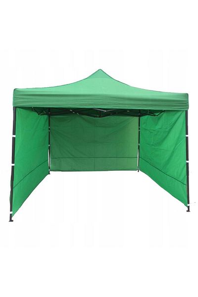 SERSIMO Cort tip pavilion cu 3 pereti laterali, structura solida otel, 3x3 m cu inaltime reglabila, verde