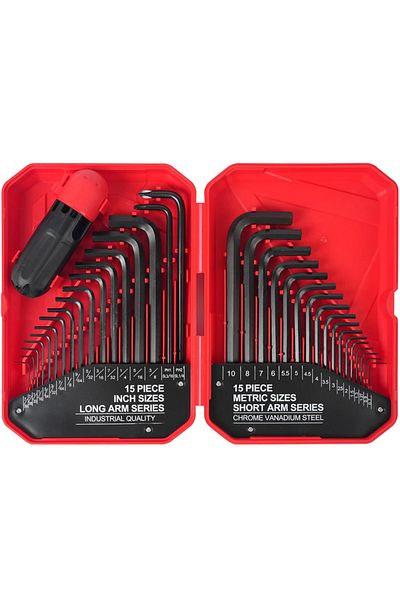 Choice 35Pcs 35-Piece Allen Wrench Sets Metric (0.7mm-10mm) and SAE(0.028"-3/8) Standard Hex Key Set,Chrome