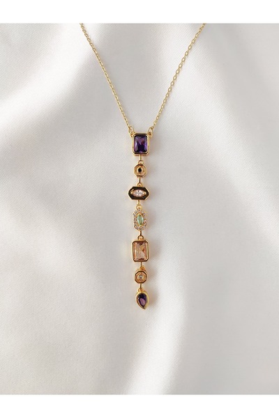 Evorya Women's Stainless Steel 7 Element Low-Cut Y Necklace