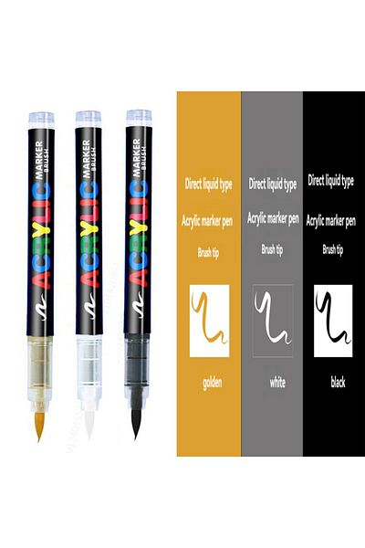 Choice 1gold-1white-1black 3Pcs White Marker Paint Pens set Permanent Brush Pen for Art projects, Drawing,